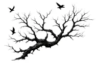 dead pine tree with crows flying tattoo design idea
