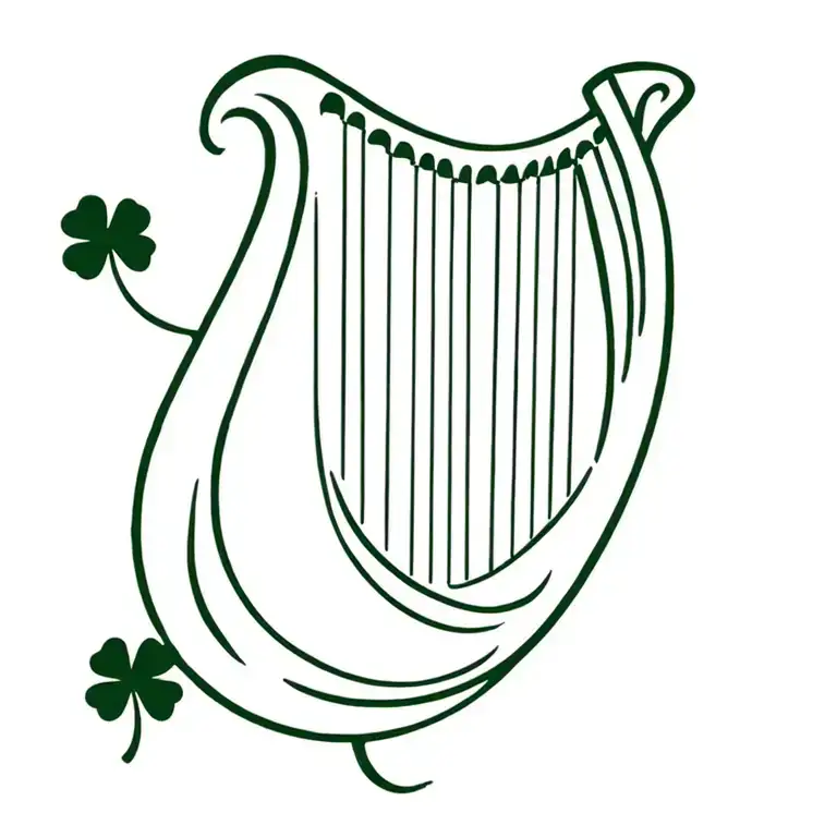 Guinness harp with four leaf clover tattoo design idea