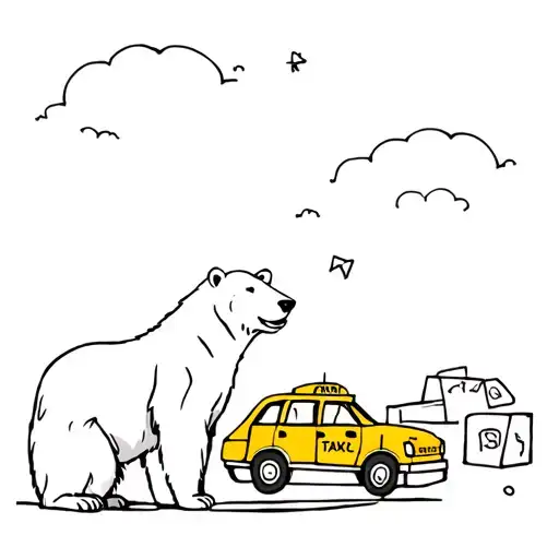 polar bear and ice cube and a taxi cab tattoo design idea