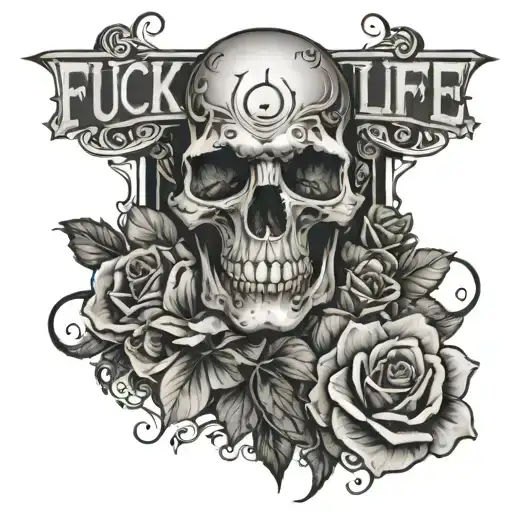 fuck life tattoo showcasing tattoo design idea