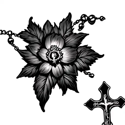 Cross And Rosary tattoo design idea
