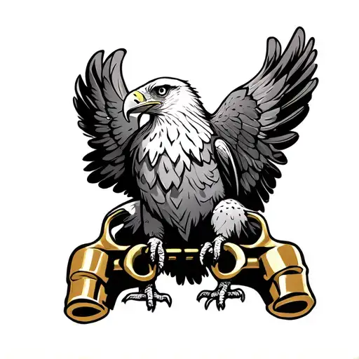 Mexican eagle with brass knuckles  tattoo design idea
