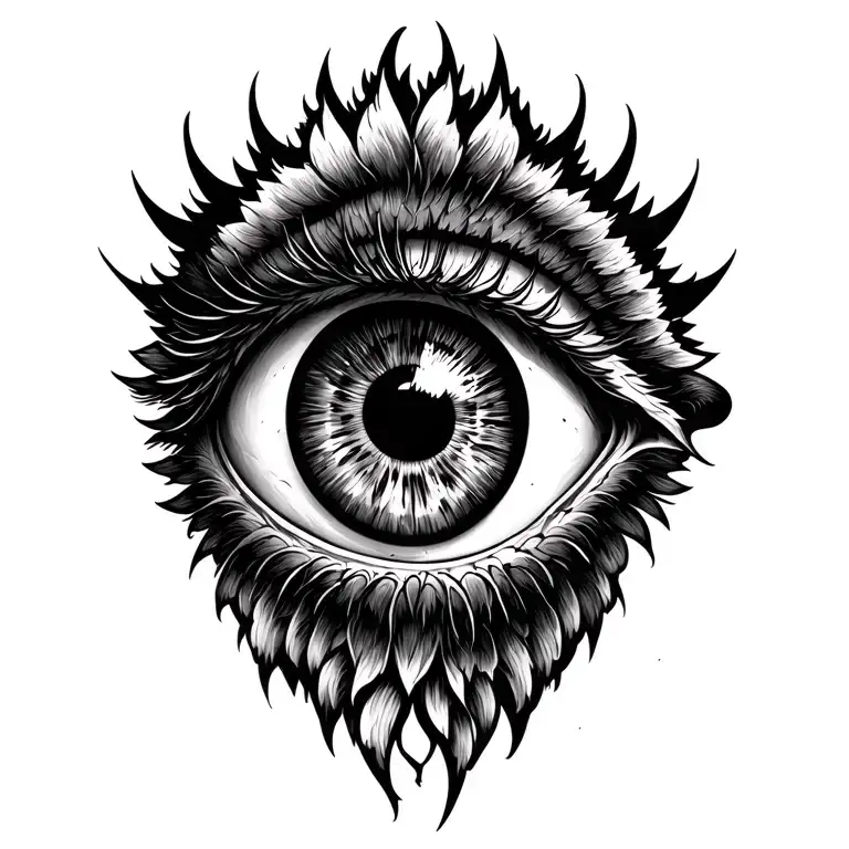 eye with wings tattoo design idea