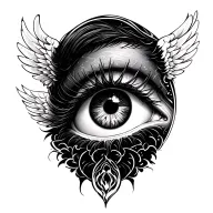 eye with wings tattoo design idea