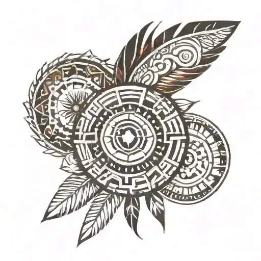 I need a design with several Brazilian indigenous graphics, historical graphics representation of their culture  tattoo design idea