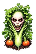evil vegetables growing tattoo design idea