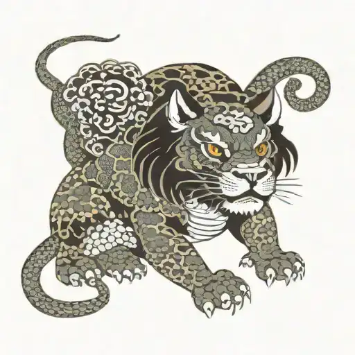 samarai fu dog and snake tattoo design idea