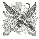 Van Gogh icarus falling from sky filled tattoo design idea