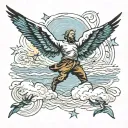 Van Gogh icarus falling from sky filled tattoo design idea