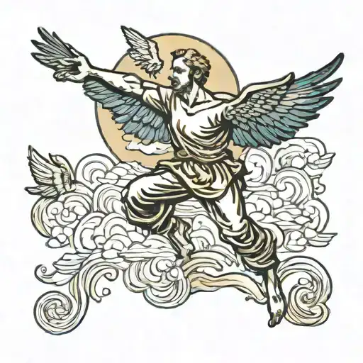 Van Gogh icarus falling from sky filled tattoo design idea