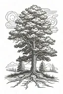 longleaf pine tree forest tattoo design idea
