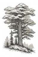 longleaf pine tree forest tattoo design idea