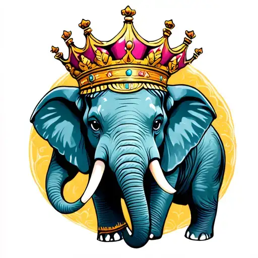 Elephant With Crown tattoo design idea