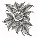 Rose hip and stars willow branches tattoo design idea