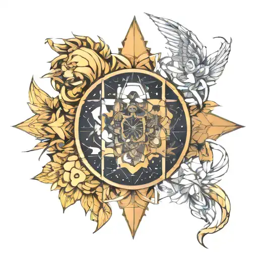 combined zodiac signs Virgo,leo,Cancer,Gemini tattoo design idea