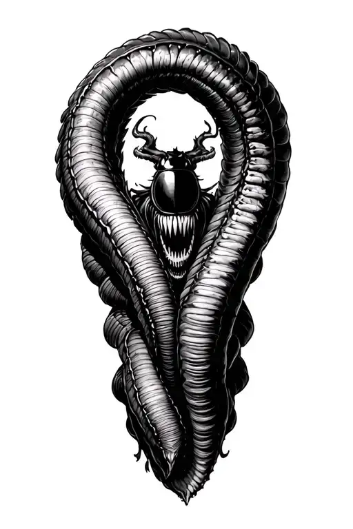 Beetlejuice Sandworm wrapped tattoo design idea