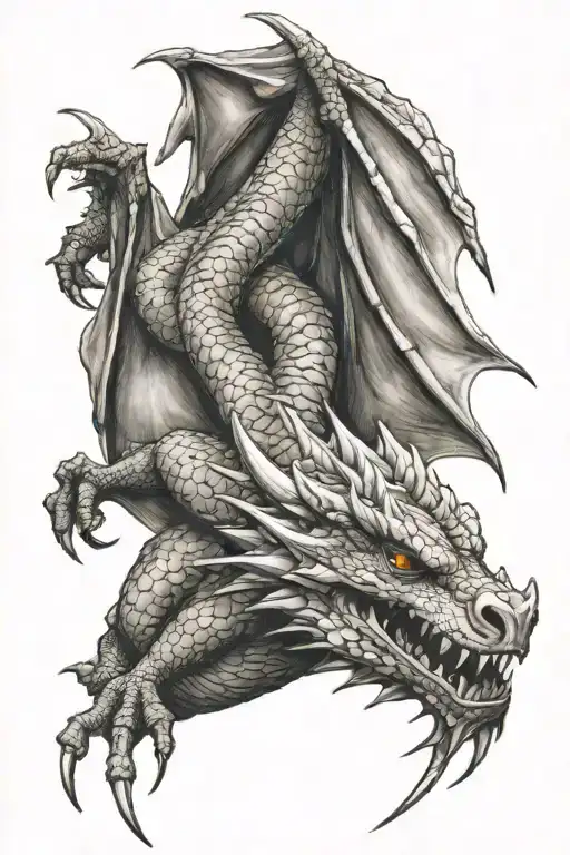 medival dragon realistic portrait tattoo tattoo design idea