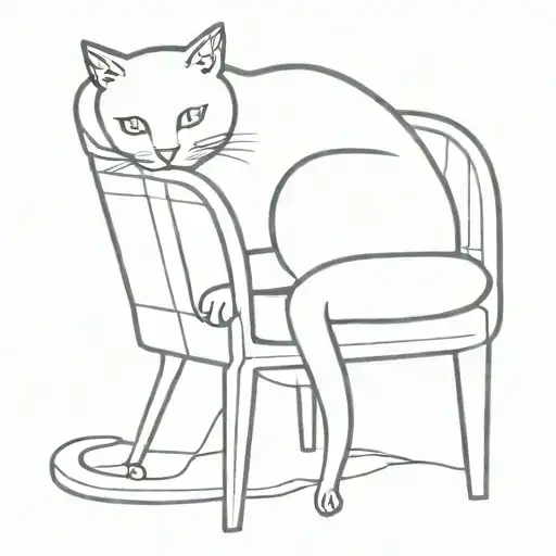 cat on houndstooth chair tattoo design idea