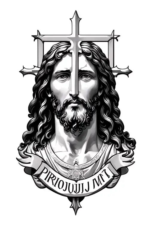 "Lord Jesus Christ PRIROJUJ M" Serbian Cross tattoo design idea