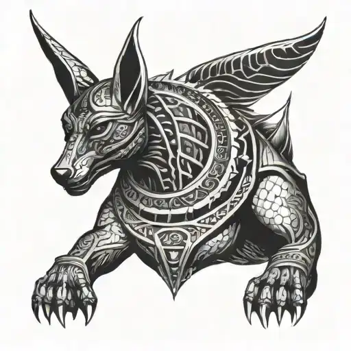 Anubis with scales tattoo design idea