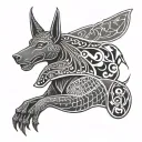 Anubis with scales tattoo design idea