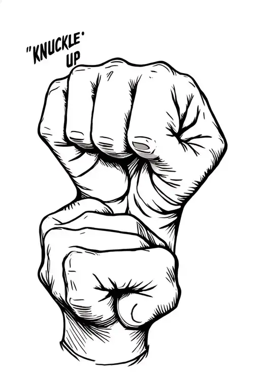 "KNUCKLE UP" fist breaking tattoo design idea