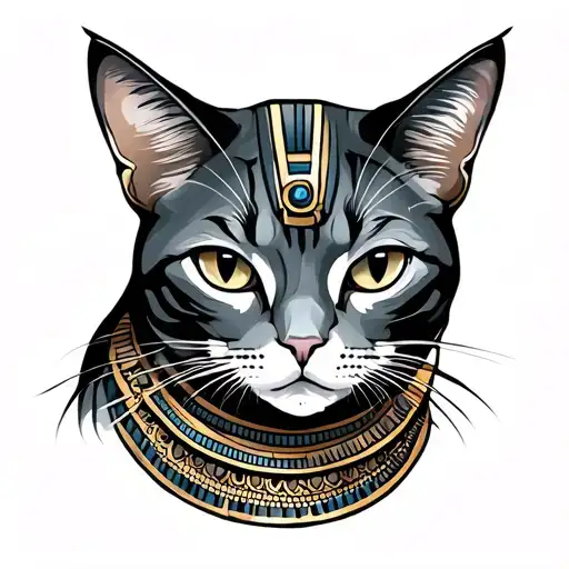 Egyptian cat with one eye tattoo design idea