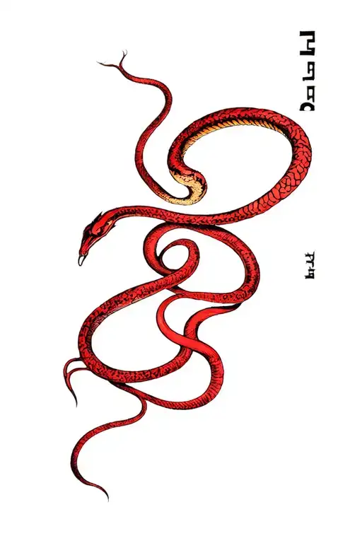 STFUATTDLAGG vertically with red snake intertwining each letter tattoo design idea