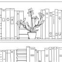 blossomed christmas cactus on a shelf filled with books tattoo design idea