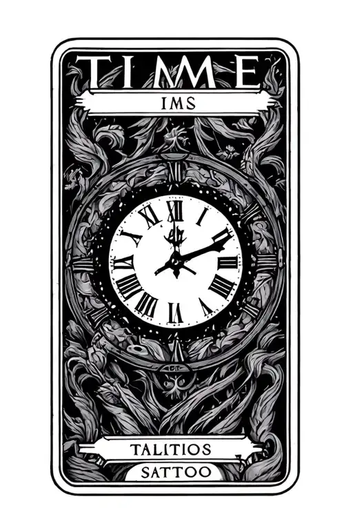 Tarot card featuring time tattoo design idea