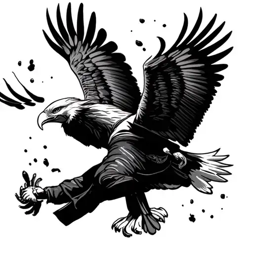 Donald trump riding an eagle dropping illegals over Mexico  tattoo design idea