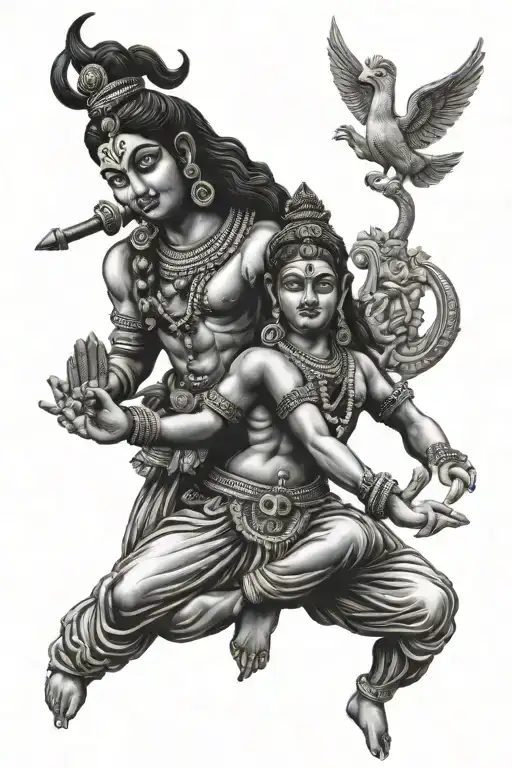 lord shiva, Ganesh and Murugan combo tattoo design idea