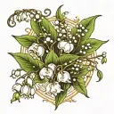 lily of the valley and hawthorn flower with roman numberals inside  tattoo design idea