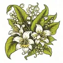 lily of the valley and hawthorn flower with roman numberals inside  tattoo design idea