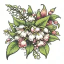 lily of the valley and hawthorn flower with roman numberals inside  tattoo design idea