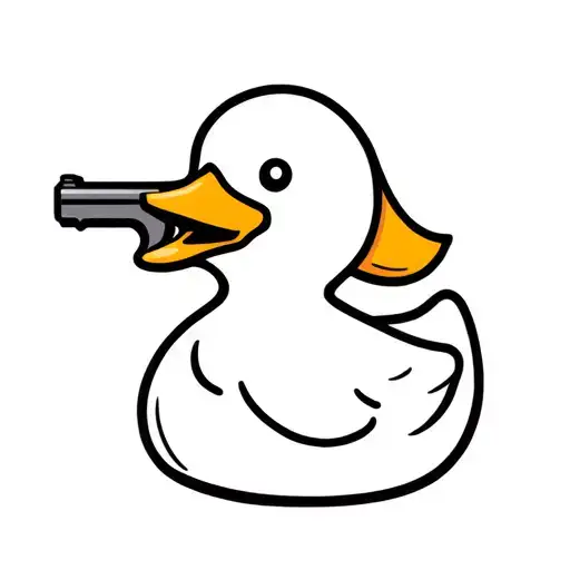 rubber duck holding gun tattoo design idea
