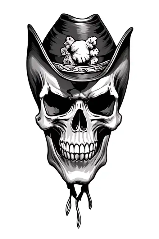 country cowboy skull realistic tattoo tattoo design idea