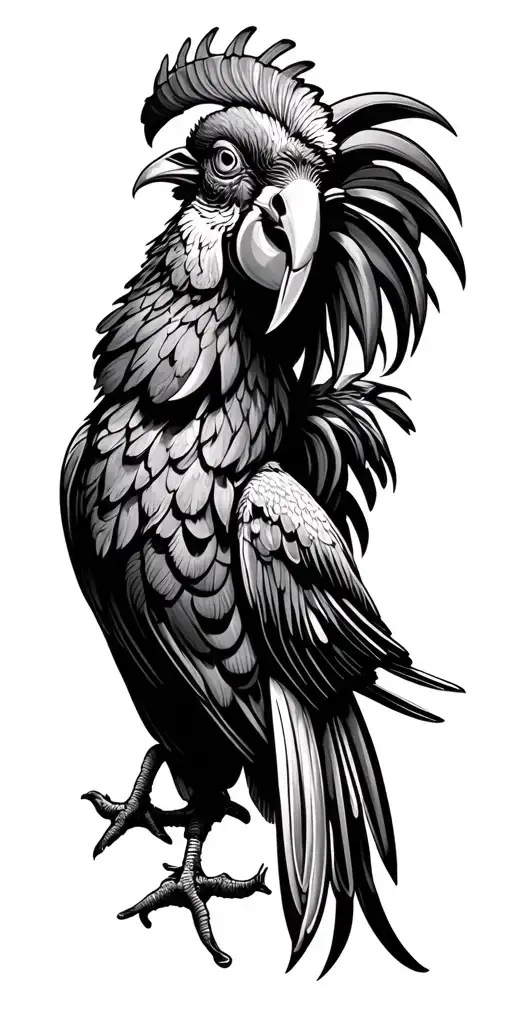 "Vega" rooster ,goat , and parrot tattoo design idea