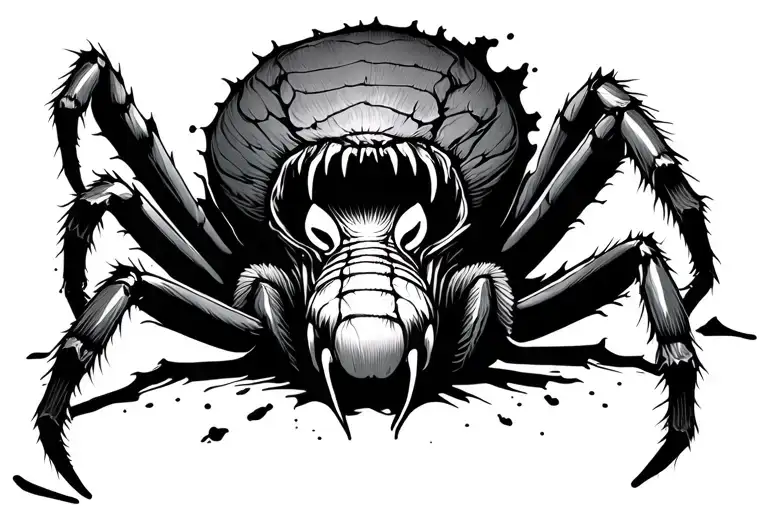 spider crawling out of tearing skin opening tattoo design idea
