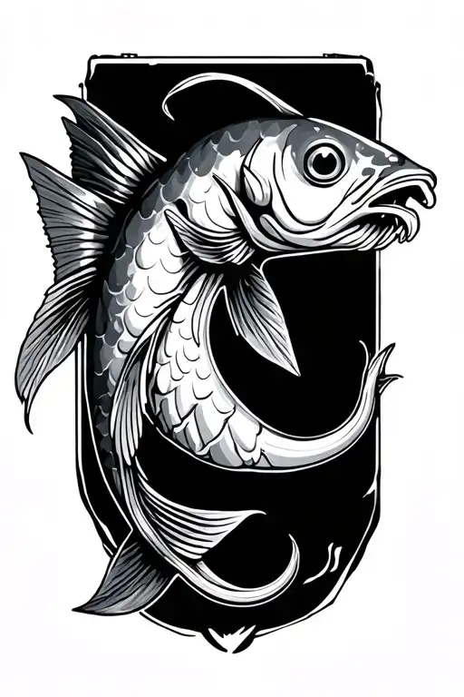 fish hook tattoo design idea