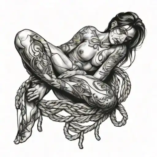 Bondage nude tattoo design idea