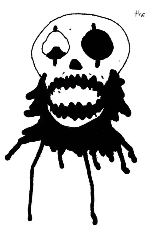 a crude thick black lined drawing in the style of shel silverstien of a dead clown  tattoo design idea