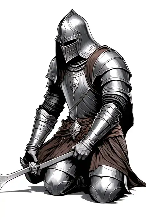 templar knight kneeling tattoo design idea