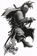 masked ronin alone tattoo design idea
