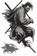 masked ronin alone tattoo design idea