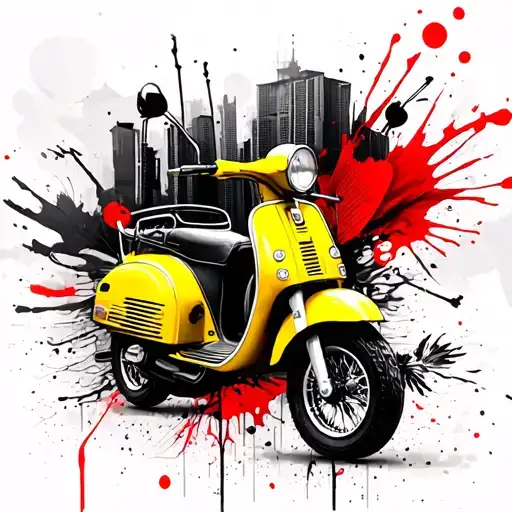 fly ont yellow tricycle city tattoo design idea