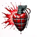 bleeding heart hand grenade exploding tattoo design idea