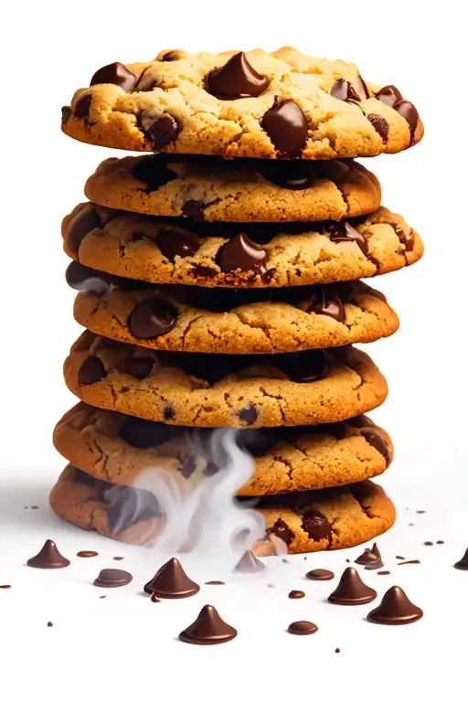 A realistic tattoo of a stack of freshly baked chocolate chip cookies with steam rising from them tattoo design idea