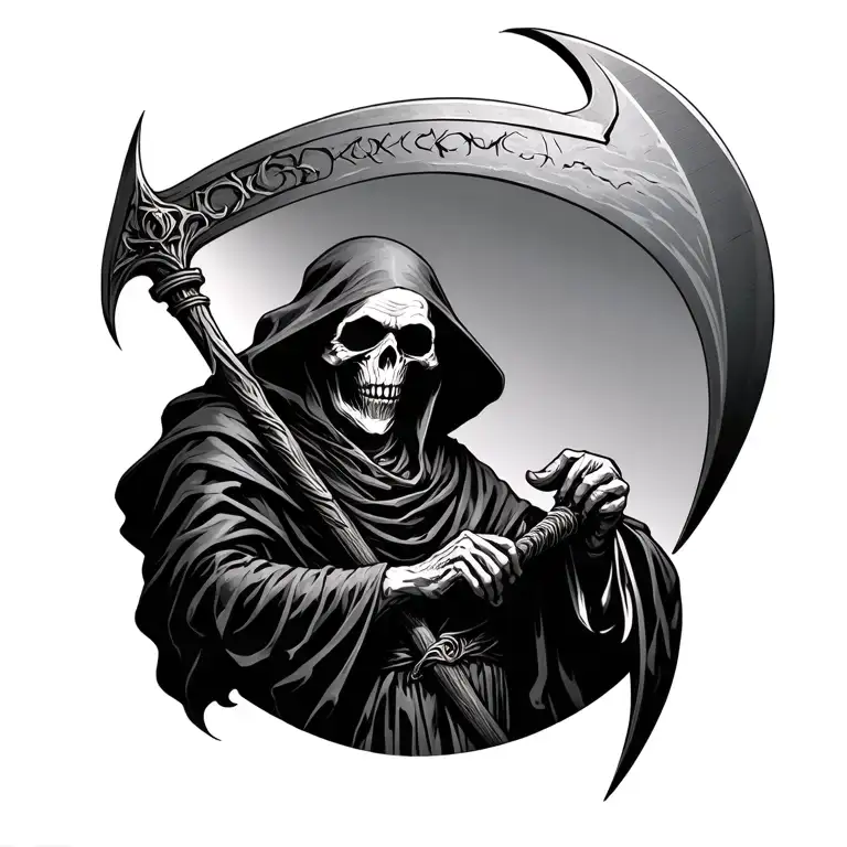 grim reaper holding a scythe tattoo design idea