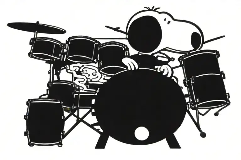 Snoopy playing drums tattoo design idea